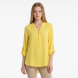 RolyPoly Sheer Top Zipper Front     Size Large Lemon Yellow